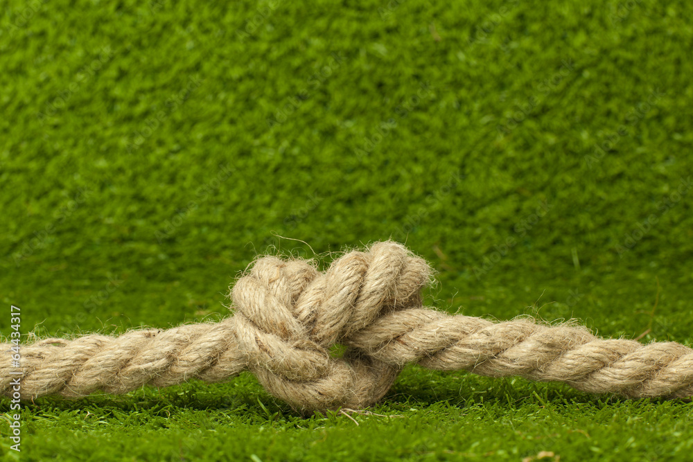 knot on rope over green grass knot on rope over green grass