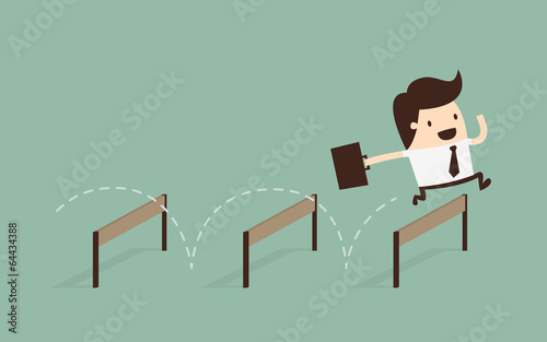 Businessman Jumping Over Hurdle