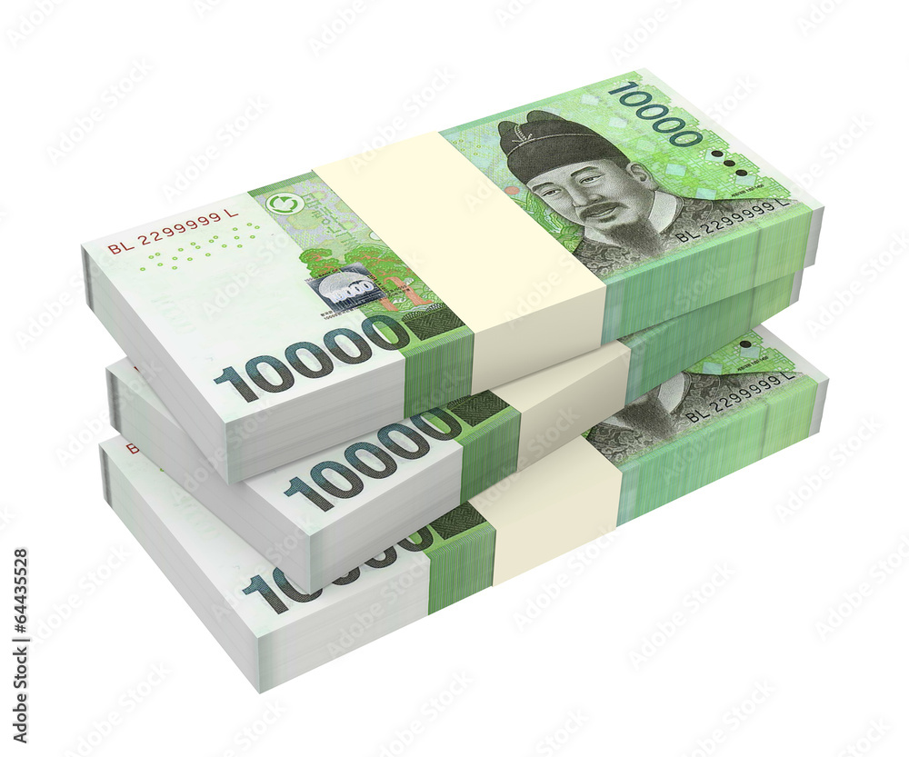 Korean won money isolated on white background. Korean won money isolated on white background.