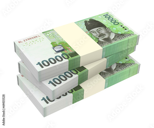 Korean won money isolated on white background. 
