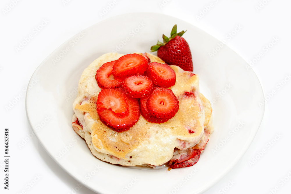 Fresh Strawberry Pan Cakes with Fresh Sliced Strawberries Fresh Strawberry Pan Cakes with Fresh Sliced Strawberries