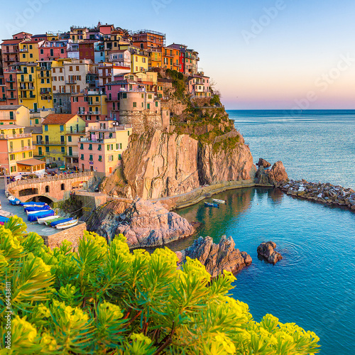 Obraz na płótnie Sunset in Manarola, Cinque Terre, Italy w salonie