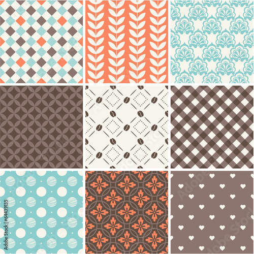 Seamless patterns set - coffee theme  for restaurant menu