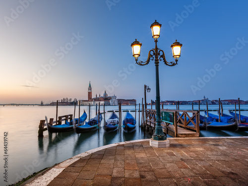 Grand Canal Embankment and San Giorgio Maggiore Church at Dawn,