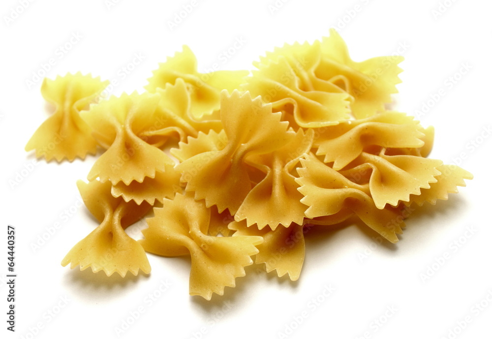 Raw Italian pasta made from durum wheat on a white background Raw Italian pasta made from durum wheat on a white background