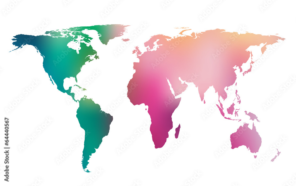 Obraz premium Colorful gradient world map. Vector background.