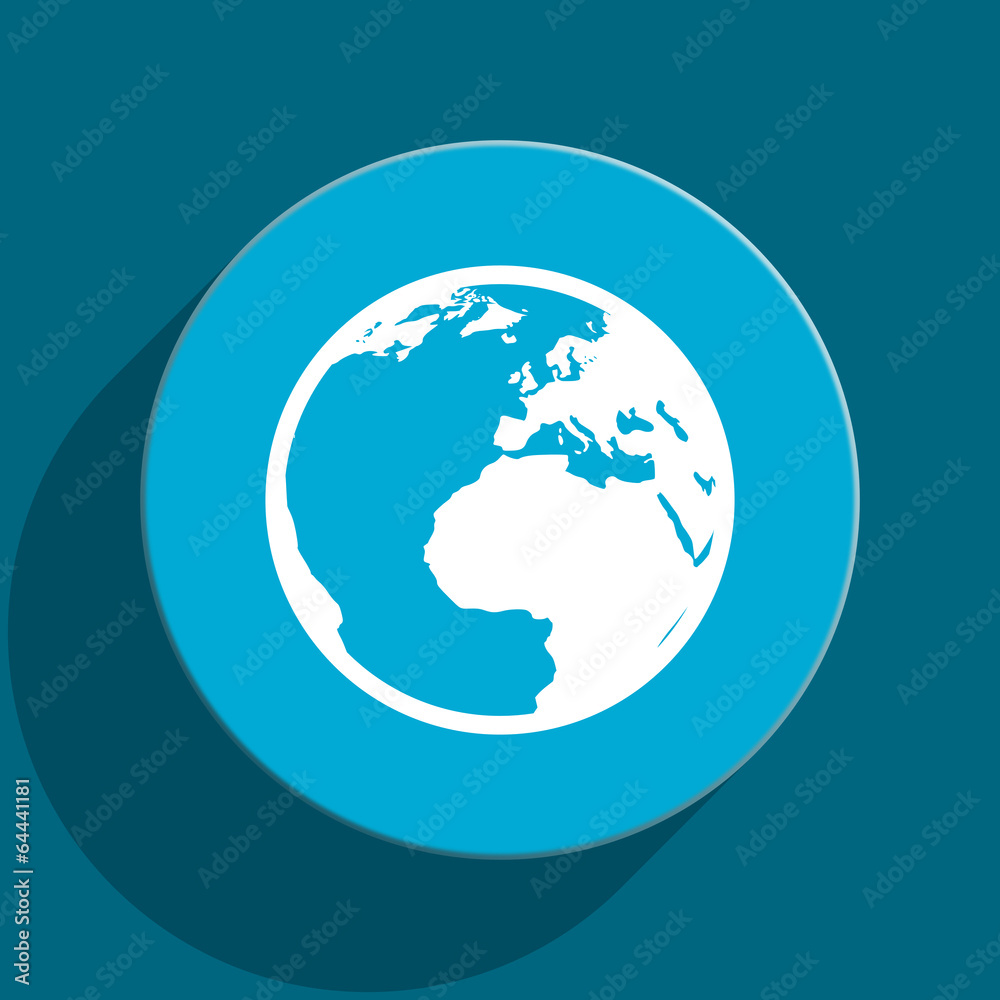 earth blue flat web icon