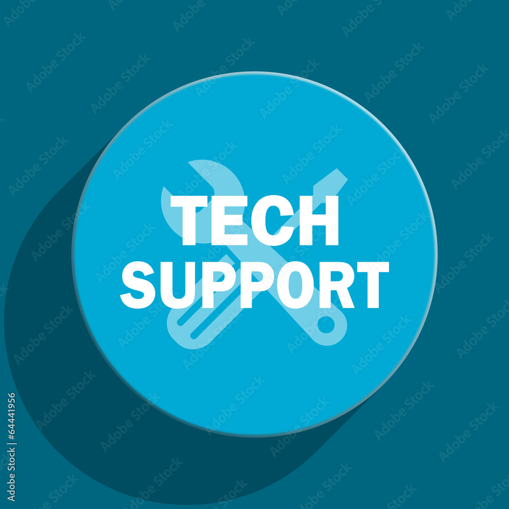technical support blue flat web icon