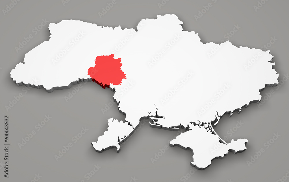Mappa Ucraina, divisione regioni, volyn
