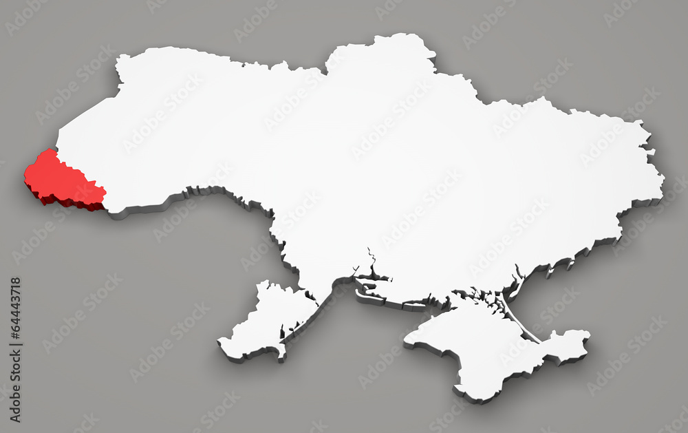 Mappa Ucraina, divisione regioni, zakarpattia