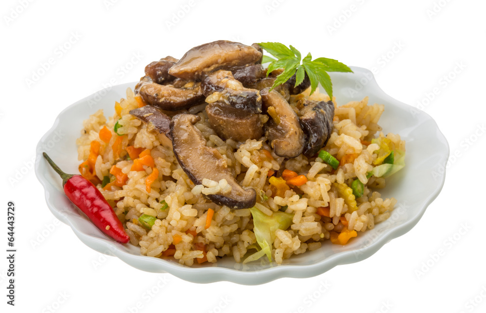 Fried rice with mushrooms