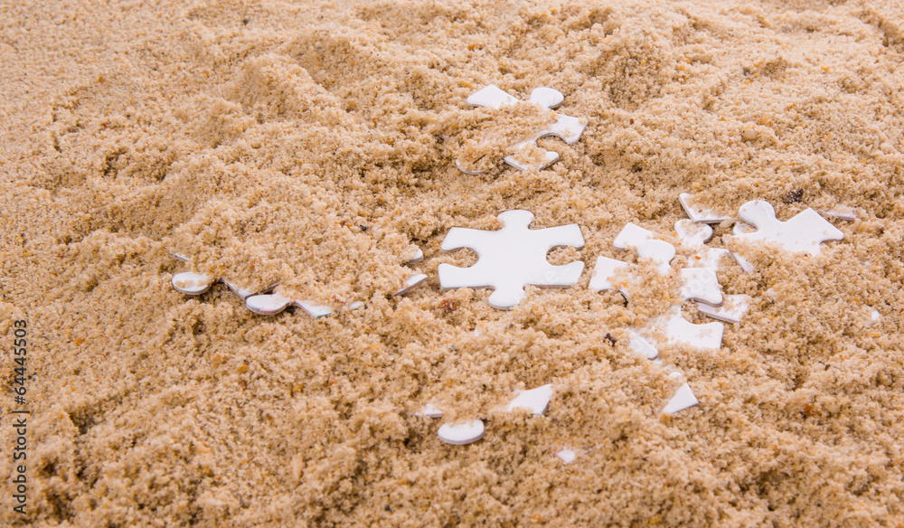 Jigsaw Puzzle Pieces Buried In Sand Jigsaw Puzzle Pieces Buried In Sand