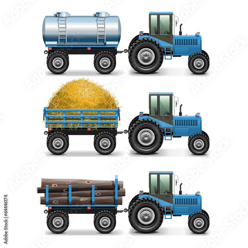 Vector Agricultural Tractor Set 4