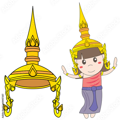 Girl dancing thailand on white background