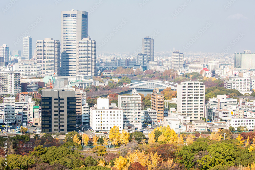 Osaka skyline building