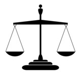 Justice scales silhouette - balanced, isolated