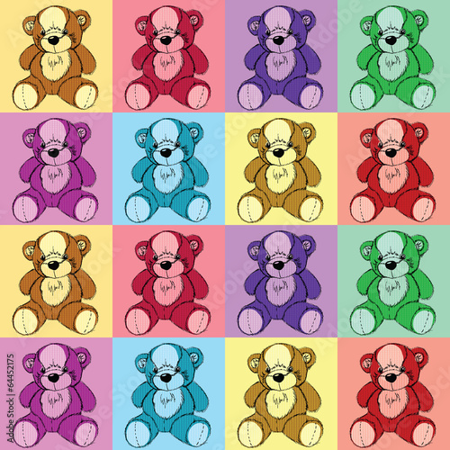Retro bear pattern with polka dots