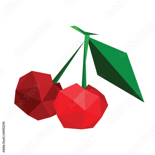 Illustration of abstract geometric polygonal cherries