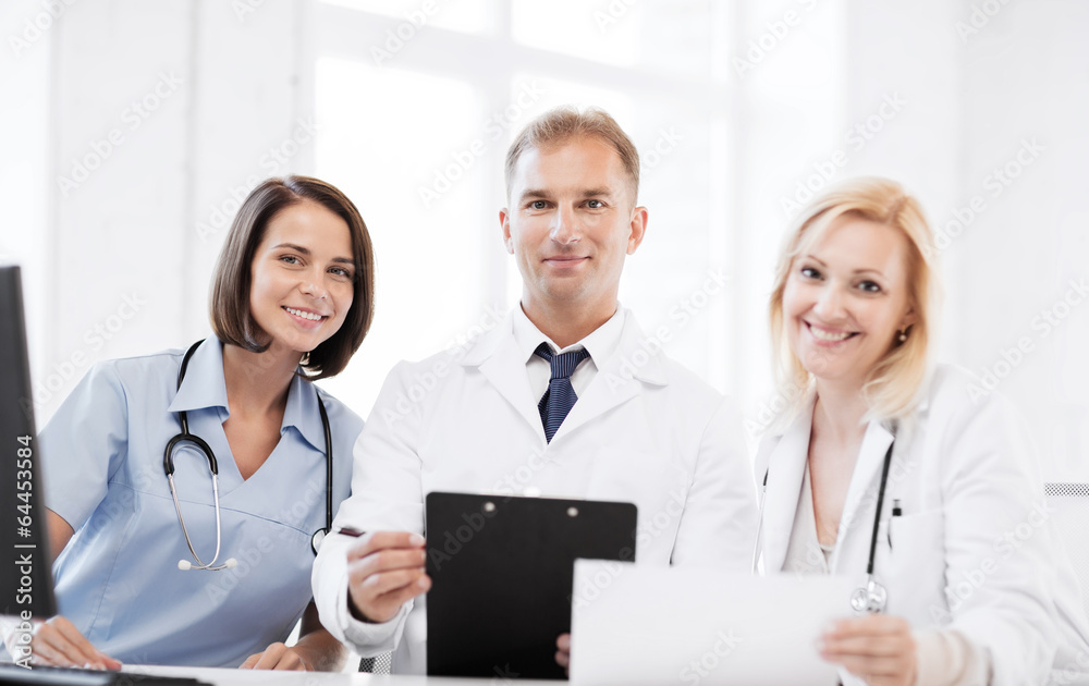 team or group of doctors on meeting team or group of doctors on meeting