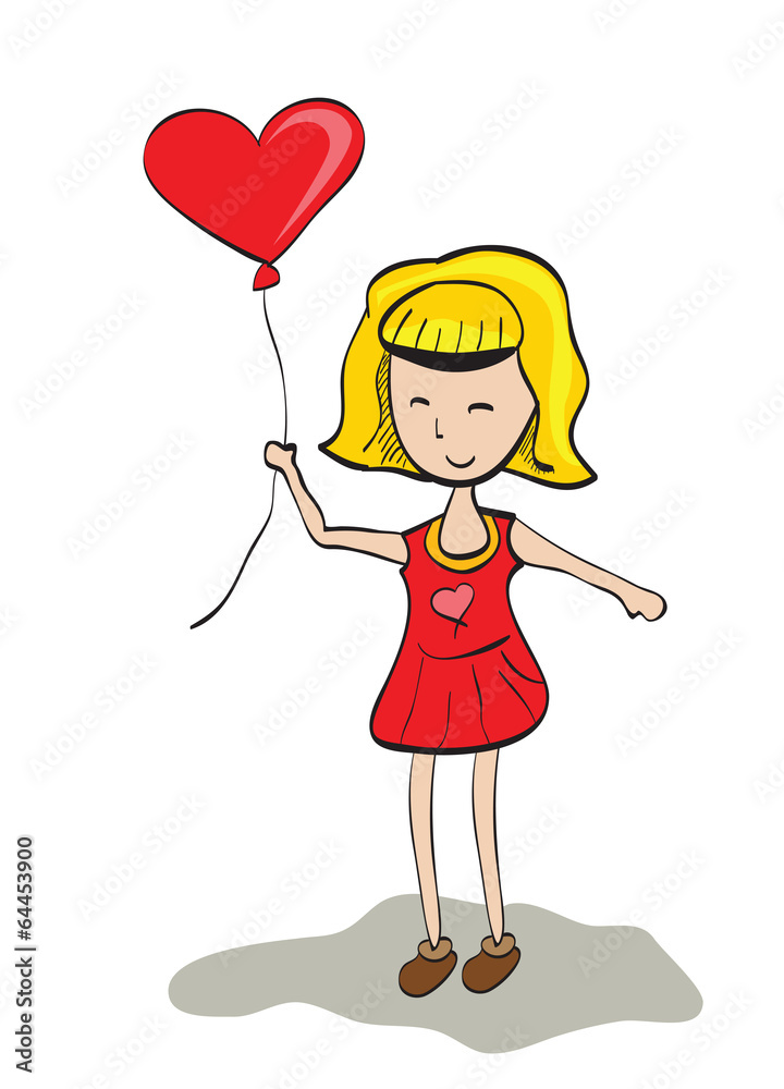 Girl Holding Heart Shape Balloon Girl Holding Heart Shape Balloon