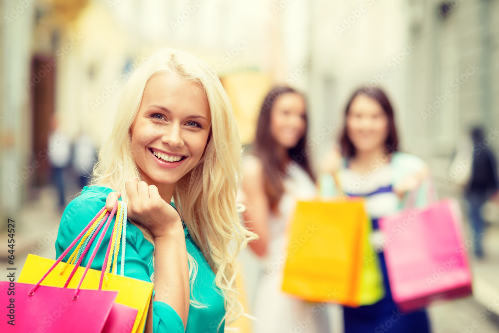 beautiful woman with shopping bags in the ctiy beautiful woman with shopping bags in the ctiy