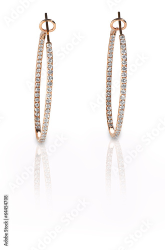Pierced diamond hoop earrings in rose gold