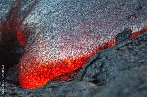 Red hot lava flow in the dark, Big Island, Hawaii 