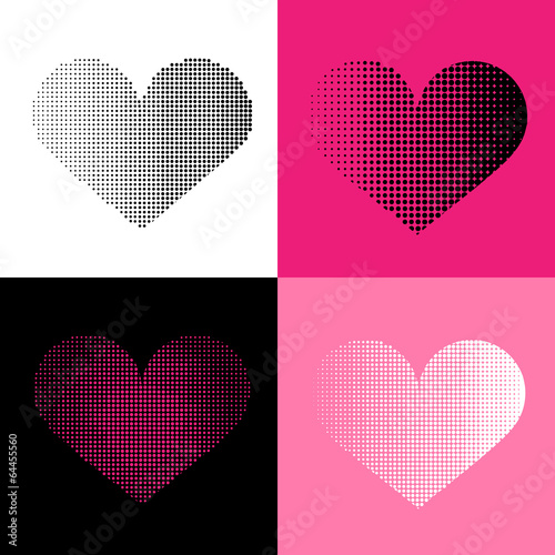 Love heart background with raster spotted pattern