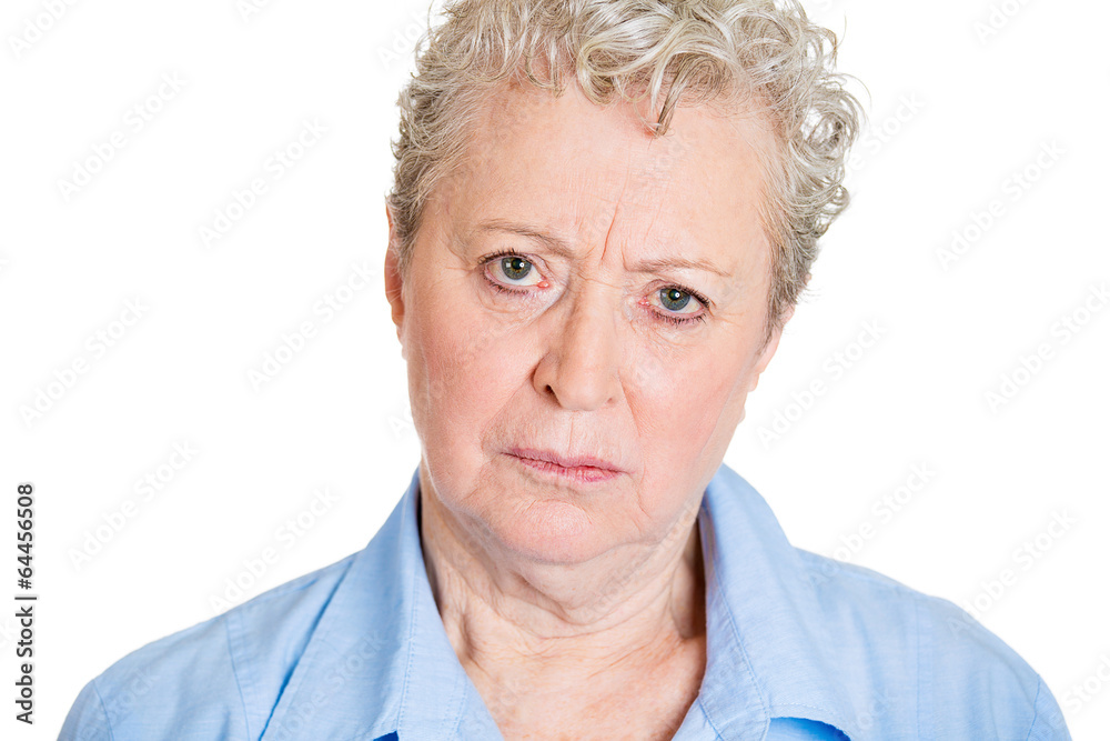 Portrait, headshot unhappy senior adult woman, depressed Portrait, headshot unhappy senior adult woman, depressed