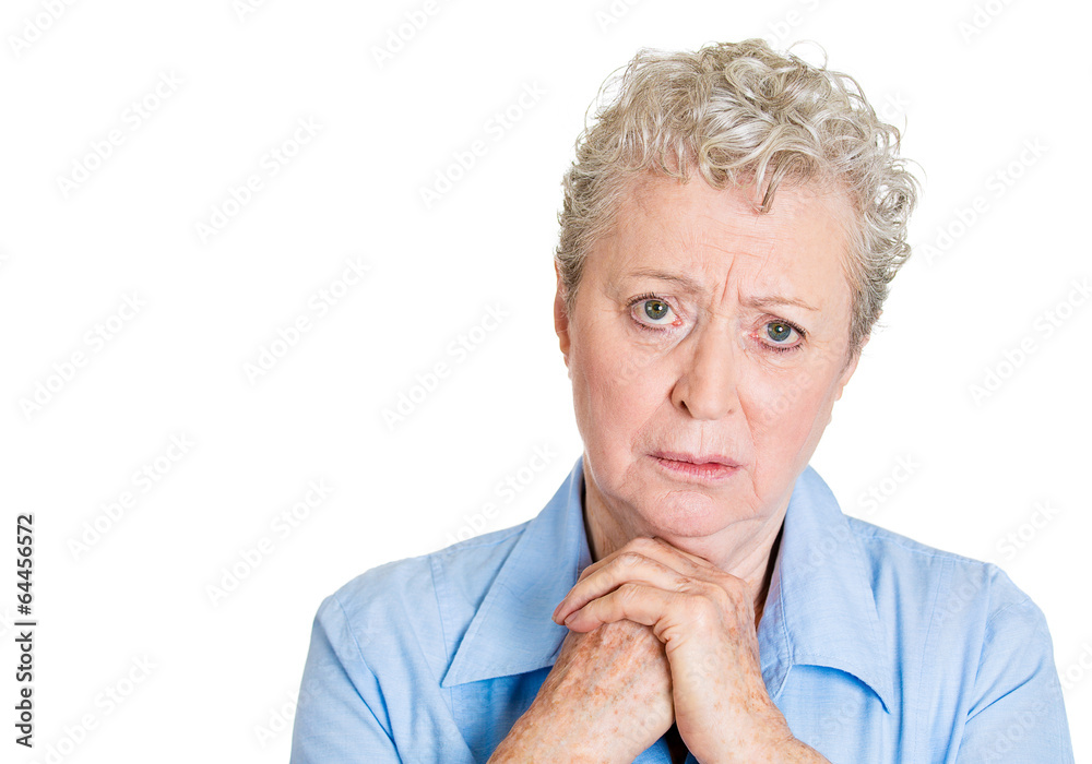 Portrait, headshot unhappy senior adult woman, depressed Portrait, headshot unhappy senior adult woman, depressed