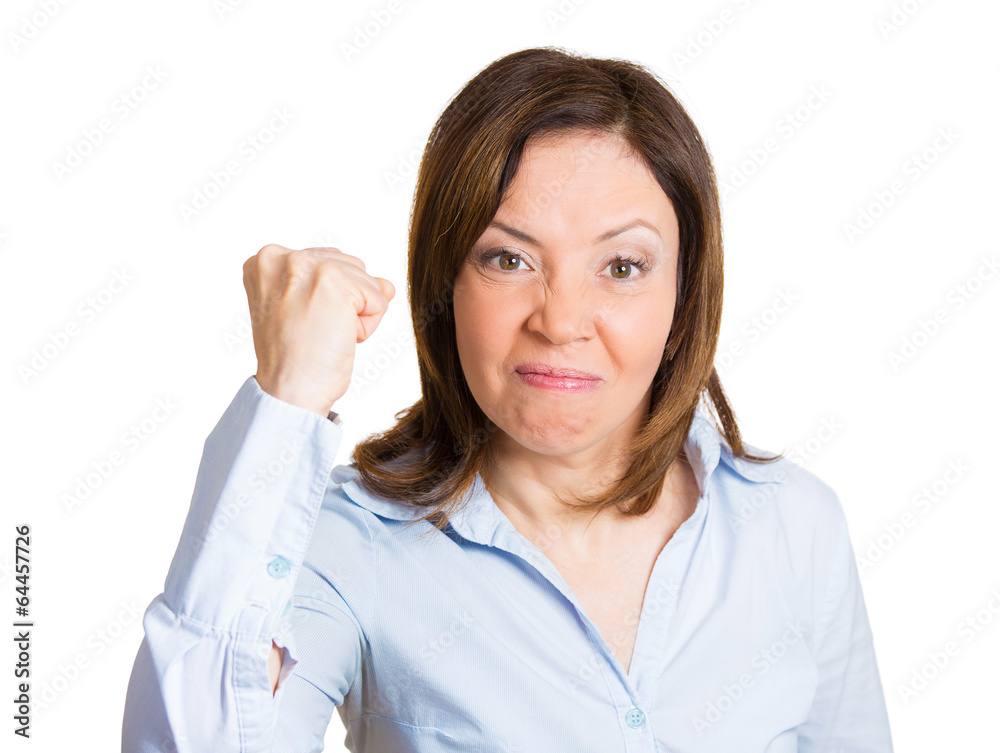 Portrait mad frustrated woman isolated white background Portrait mad frustrated woman isolated white background