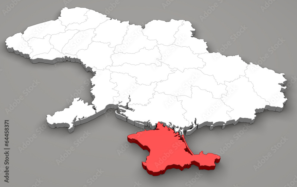 Obraz premium Mappa Ucraina, divisione regioni, Crimea