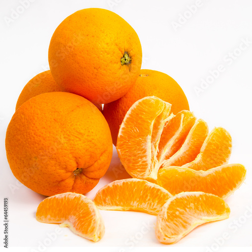 Oranges With Slices on White