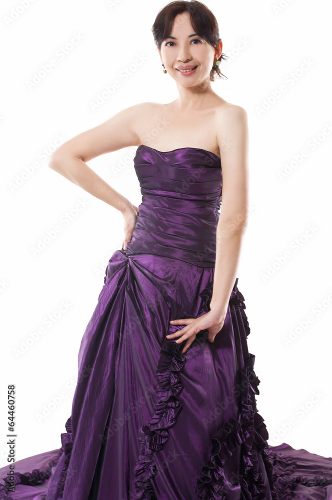 beautiful woman model posing in elegant dress posing