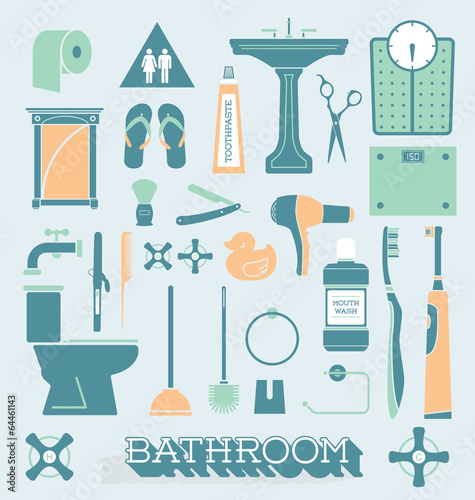 Vector Set: Bathroom Icons and Silhouettes