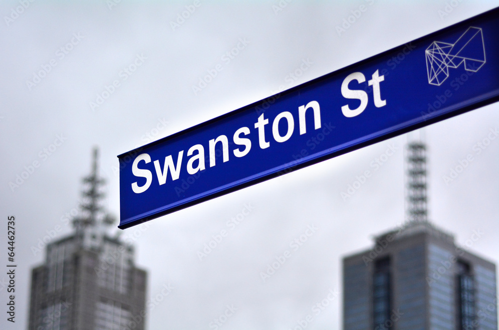 Fototapeta premium Swanston Street Sign - Melbourne