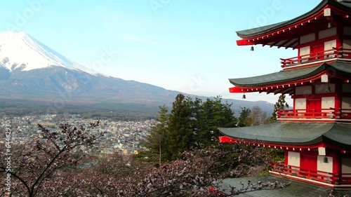 view of Mount Fuji from Chureito Pagoda