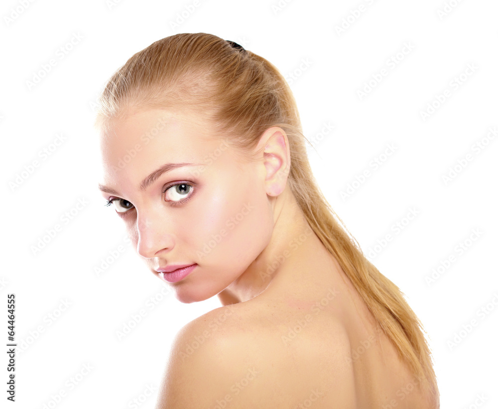 A beautiful woman, portrait isolated on white background. A beautiful woman, portrait isolated on white background.