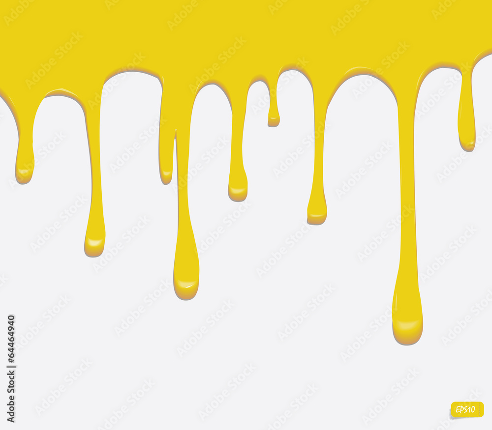 Vector yellow seamless paint drips - obrazy, fototapety, plakaty 