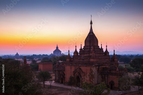 Before sunrise over temples of Bagan in Myanmar photo
