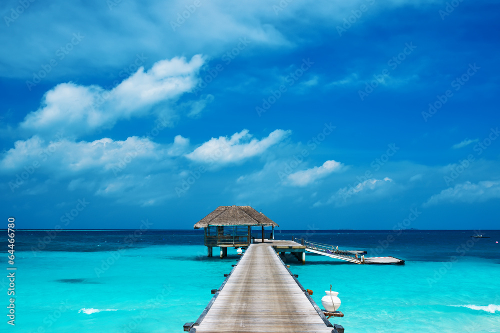 Beautiful beach with water bungalows