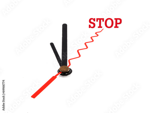 image of clock with stop text