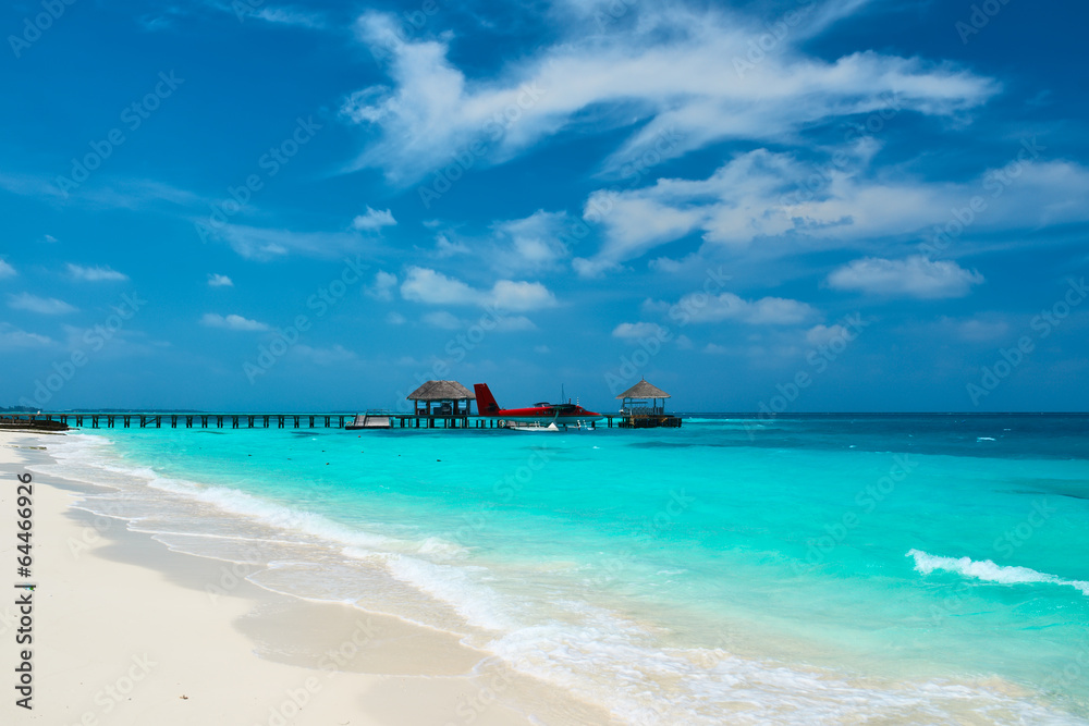 Twin otter seaplane at Maldives