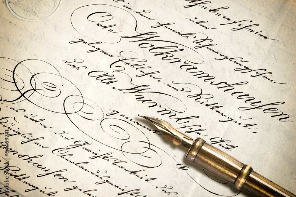 Old letter with calligraphic handwritten text Old letter with calligraphic handwritten text