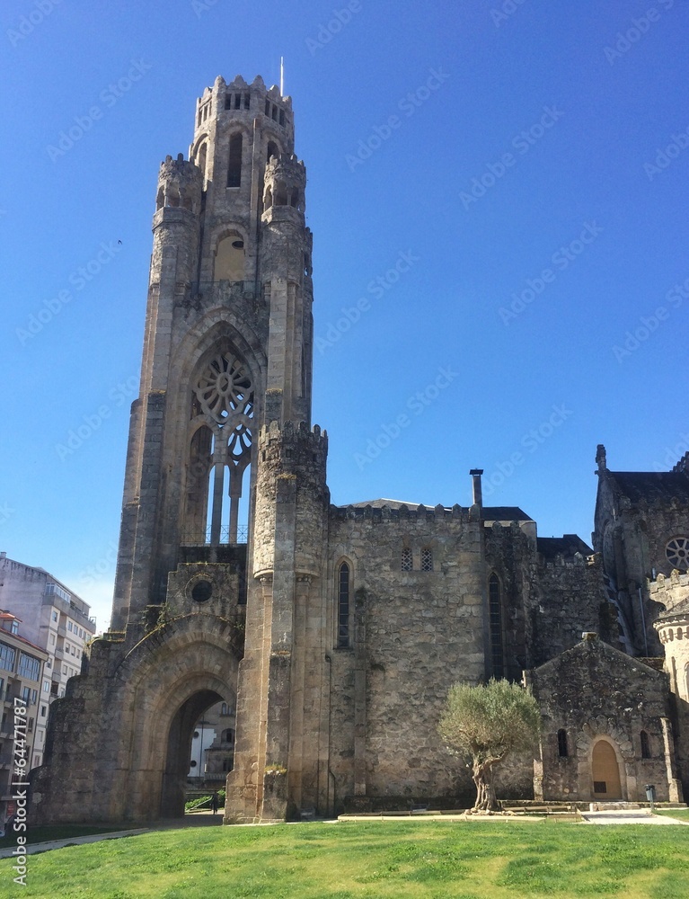 Church tower with bells in Orense, Spain