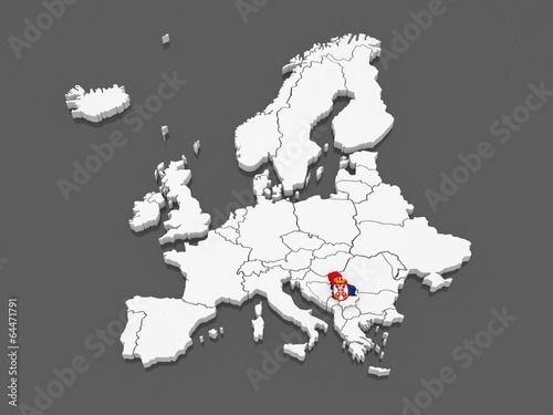 Map of Europe and Serbia.