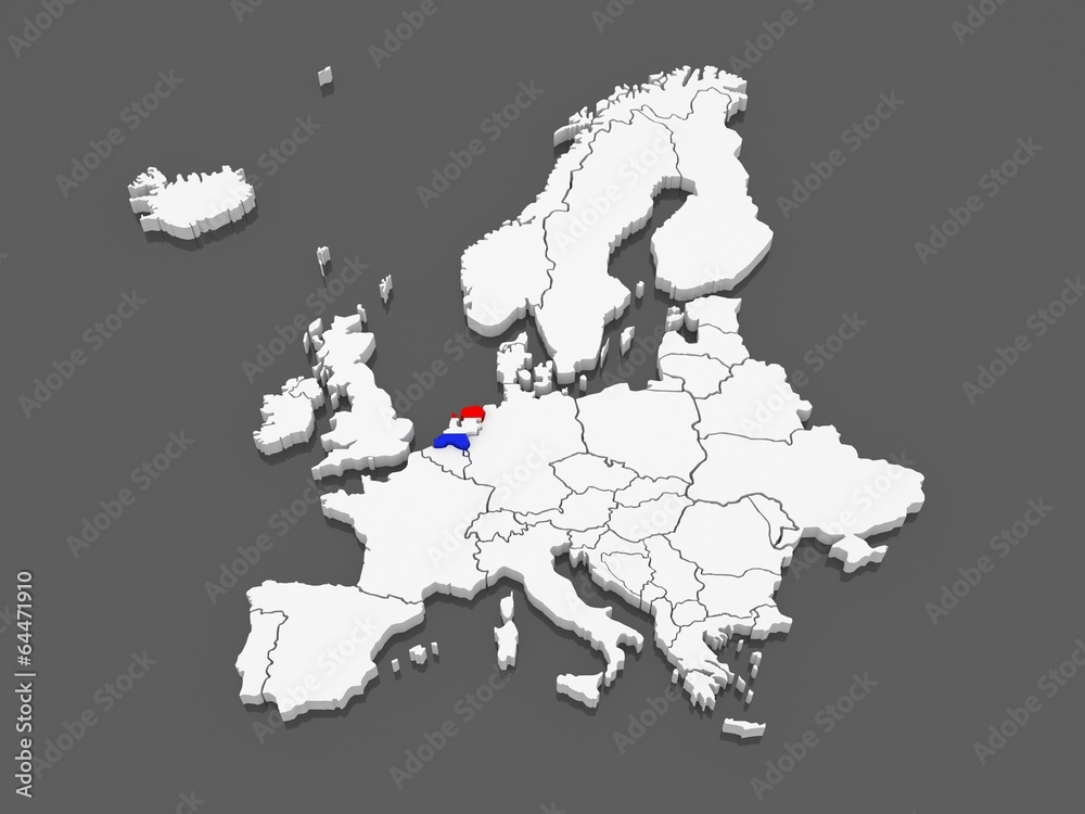 Obraz premium Map of Europe and Netherlands.