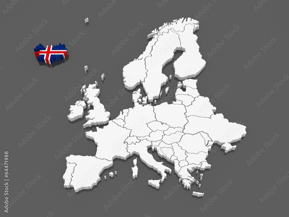 Obraz premium Map of Europe and Iceland.