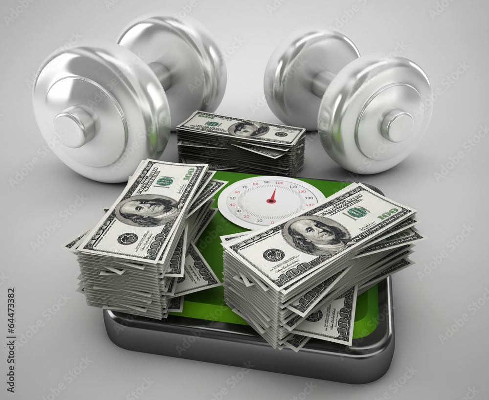 Naklejka premium dumbbells money and weight instrument