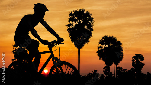 Cycling triathlon on twilight time